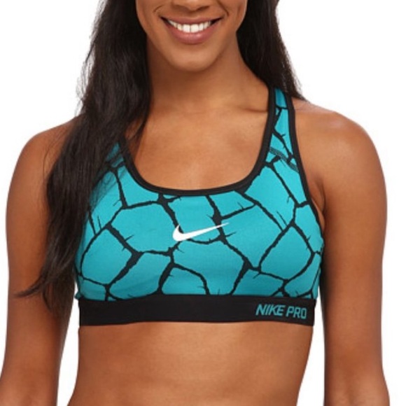Nike Pro teal Dri-Fit Classic Giraffe Racerback Sports Bra Womans Size Medium - Picture 1 of 6